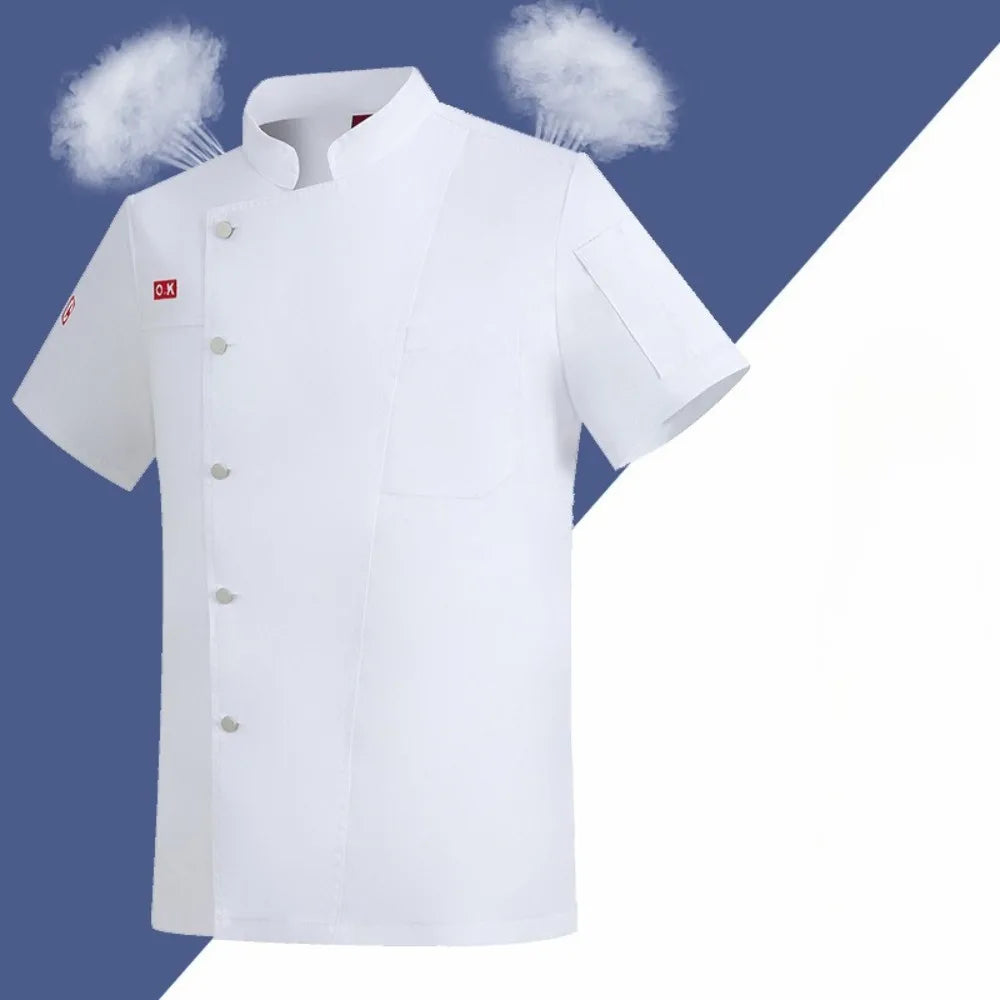 New Style Chef Suit Short-sleeved Kitchen Chinese and Western Food High-end Hotel Canteen Chef Work Clothes