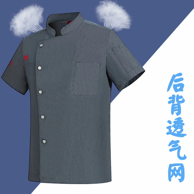 New Style Chef Suit Short-sleeved Kitchen Chinese and Western Food High-end Hotel Canteen Chef Work Clothes