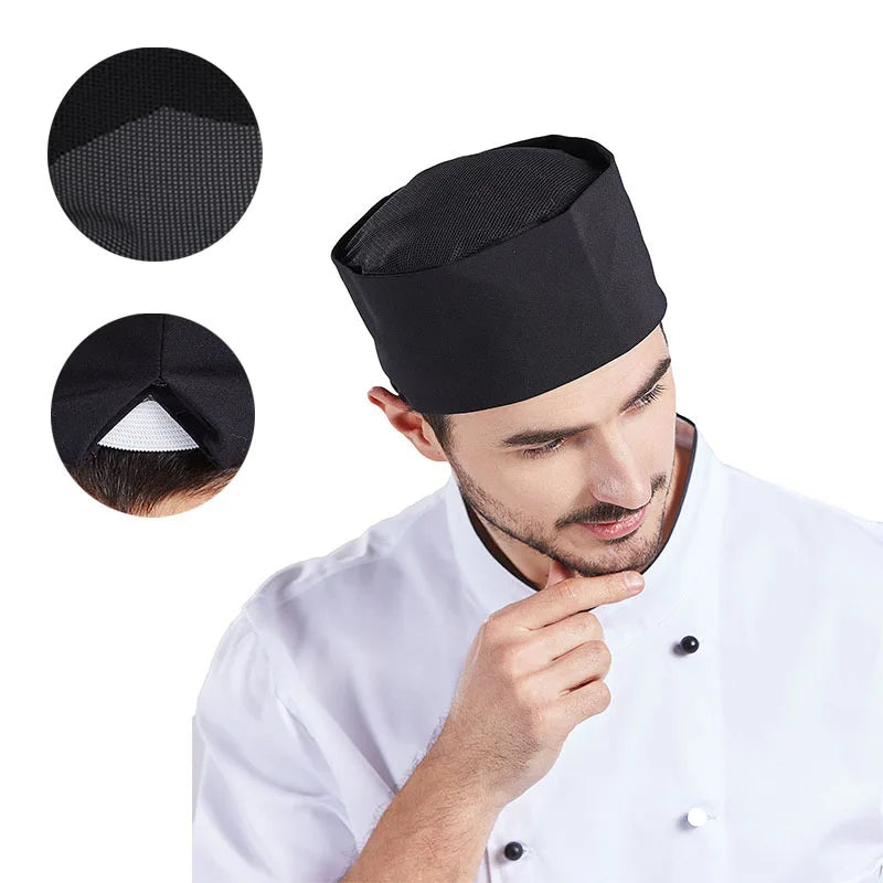 Food Serve Man's Chef Hat Japanese-Style Black Kitchen Cap Sushi Restaurant Waiter Breathable Work Hat Catering Women Cook Caps