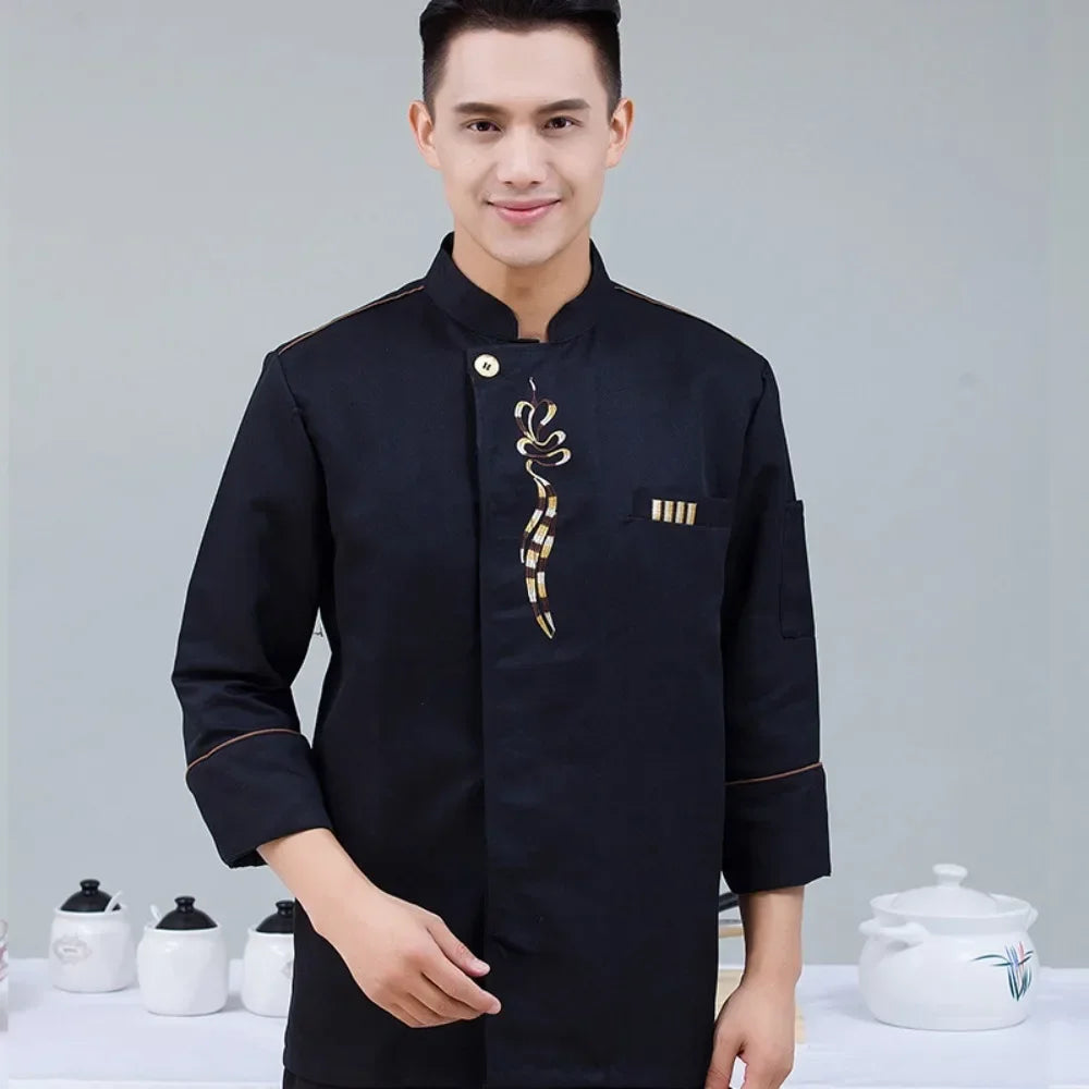 Chef Work Clothes Short-sleeved Chef Clothes Men Catering Restaurant Hot Pot Restaurant Kitchen Chinese Style Canteen Waiter