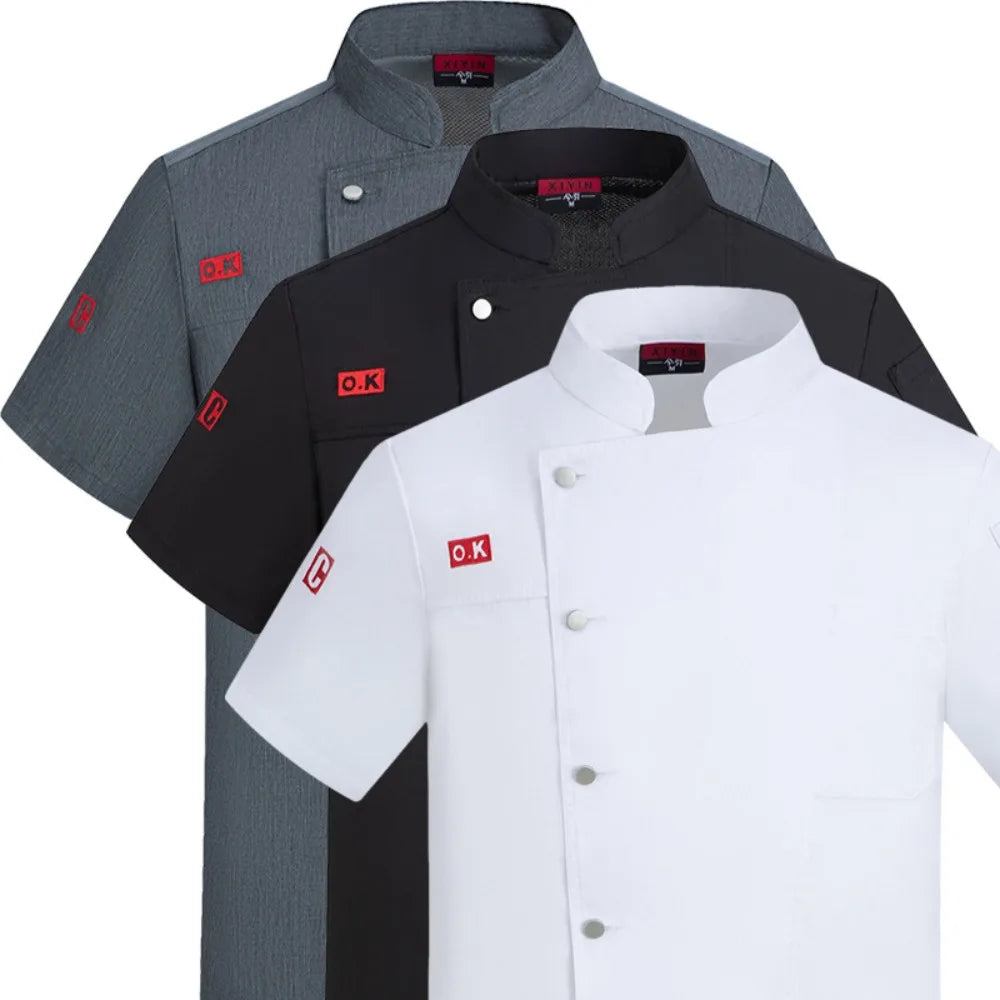 New Style Chef Suit Short-sleeved Kitchen Chinese and Western Food High-end Hotel Canteen Chef Work Clothes