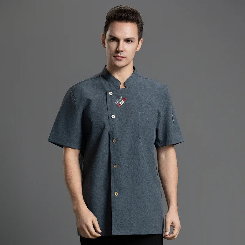 Catering Costume for Men and Women Summer Restaurant Uniform Breathable Mesh Cook Jacket  Hotel Canteen Rear Kitchen Chef Shirt