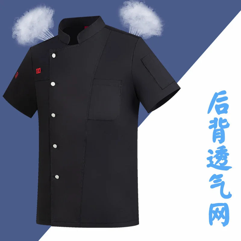 New Style Chef Suit Short-sleeved Kitchen Chinese and Western Food High-end Hotel Canteen Chef Work Clothes