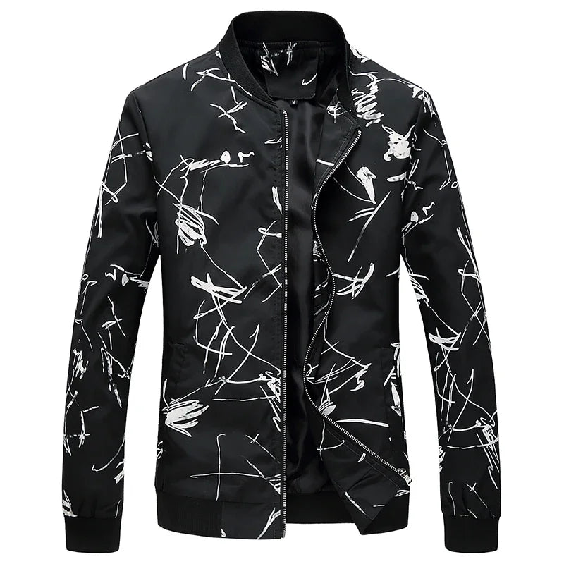 Spring and Autumn Men's Flower Jacket, Large Size Urban Casual Jacket, Multicolor Available