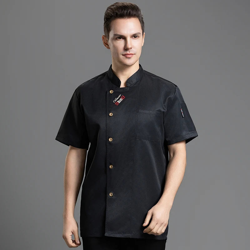 Catering Costume for Men and Women Summer Restaurant Uniform Breathable Mesh Cook Jacket  Hotel Canteen Rear Kitchen Chef Shirt