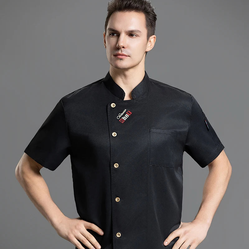 Catering Costume for Men and Women Summer Restaurant Uniform Breathable Mesh Cook Jacket  Hotel Canteen Rear Kitchen Chef Shirt