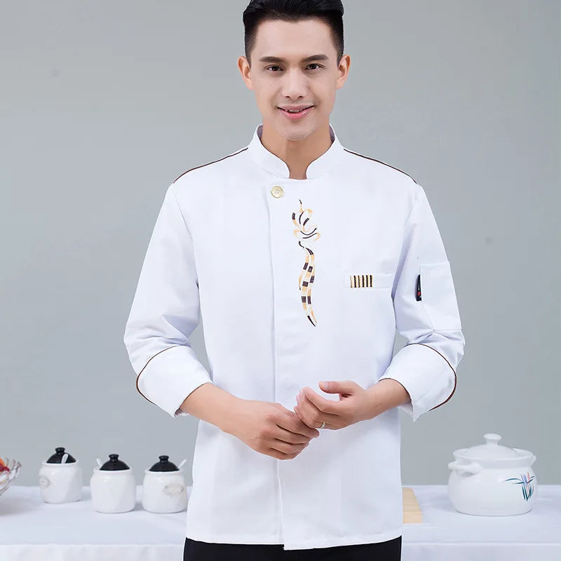 Chef Work Clothes Short-sleeved Chef Clothes Men Catering Restaurant Hot Pot Restaurant Kitchen Chinese Style Canteen Waiter