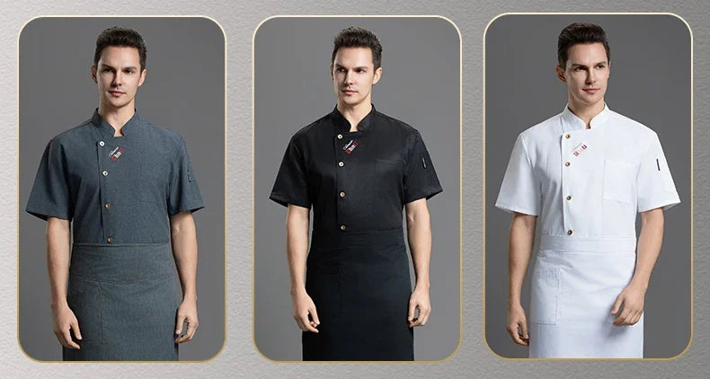 Catering Costume for Men and Women Summer Restaurant Uniform Breathable Mesh Cook Jacket  Hotel Canteen Rear Kitchen Chef Shirt