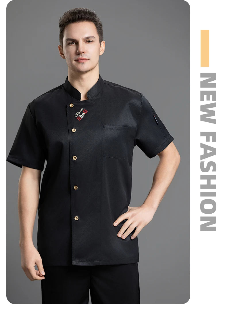 Catering Costume for Men and Women Summer Restaurant Uniform Breathable Mesh Cook Jacket  Hotel Canteen Rear Kitchen Chef Shirt
