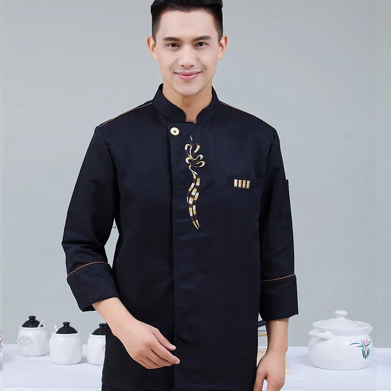 Chef Work Clothes Short-sleeved Chef Clothes Men Catering Restaurant Hot Pot Restaurant Kitchen Chinese Style Canteen Waiter