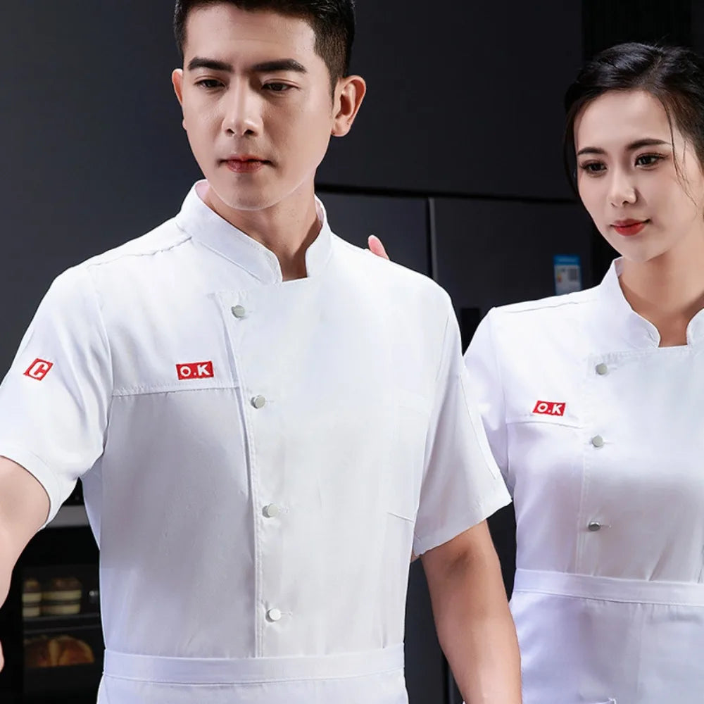 New Style Chef Suit Short-sleeved Kitchen Chinese and Western Food High-end Hotel Canteen Chef Work Clothes