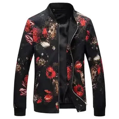 Spring and Autumn Men's Flower Jacket, Large Size Urban Casual Jacket, Multicolor Available