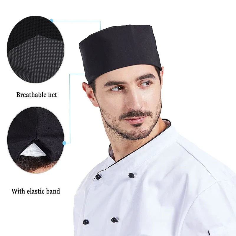 Food Serve Man's Chef Hat Japanese-Style Black Kitchen Cap Sushi Restaurant Waiter Breathable Work Hat Catering Women Cook Caps