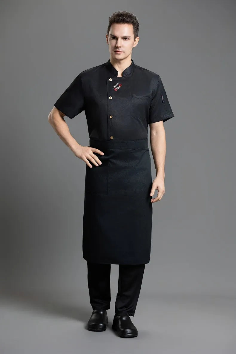 Catering Costume for Men and Women Summer Restaurant Uniform Breathable Mesh Cook Jacket  Hotel Canteen Rear Kitchen Chef Shirt