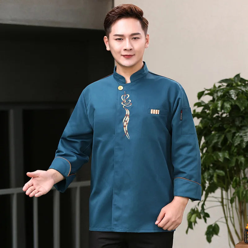 Chef Work Clothes Short-sleeved Chef Clothes Men Catering Restaurant Hot Pot Restaurant Kitchen Chinese Style Canteen Waiter