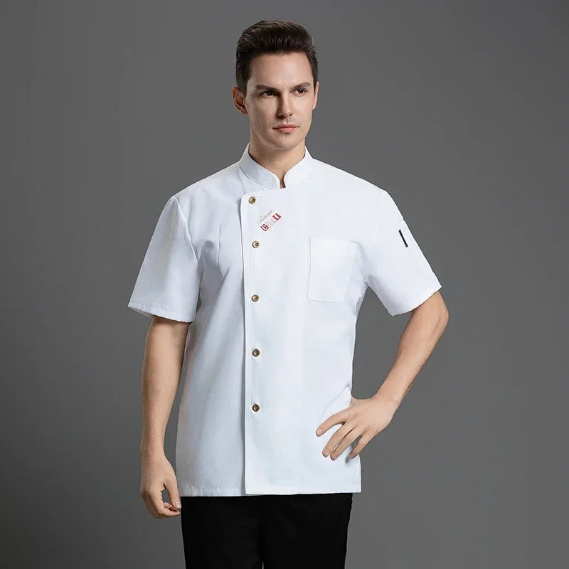 Catering Costume for Men and Women Summer Restaurant Uniform Breathable Mesh Cook Jacket  Hotel Canteen Rear Kitchen Chef Shirt