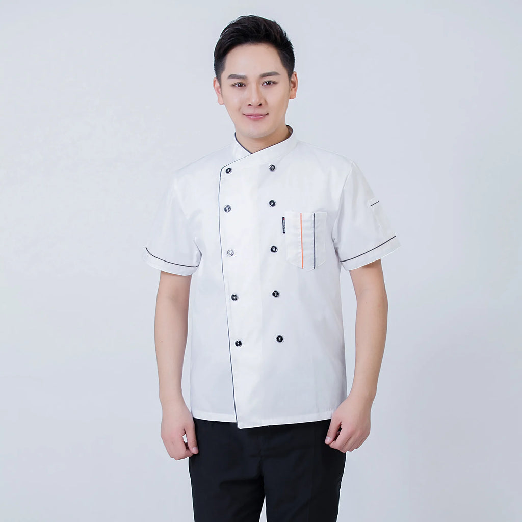 Chef Clothes Long-sleeved Men's Autumn and Winter Clothes Hotel Catering School Kindergarte Kitchen Short-sleeved Work Clothes