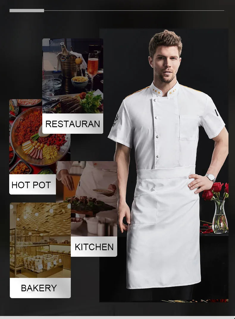 Catering Cooking White Shirt Restaurant Kitchen Chef Clothing Baker Work Uniform Waiter Hotel Clothes Cook Jacket Cafe Overalls