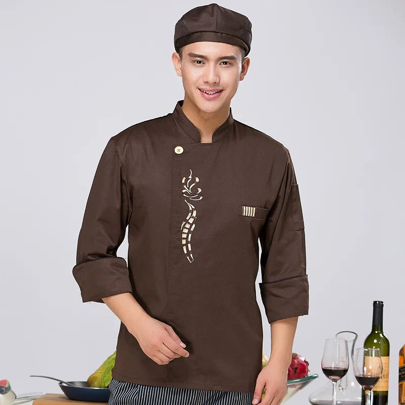 Chef Work Clothes Short-sleeved Chef Clothes Men Catering Restaurant Hot Pot Restaurant Kitchen Chinese Style Canteen Waiter