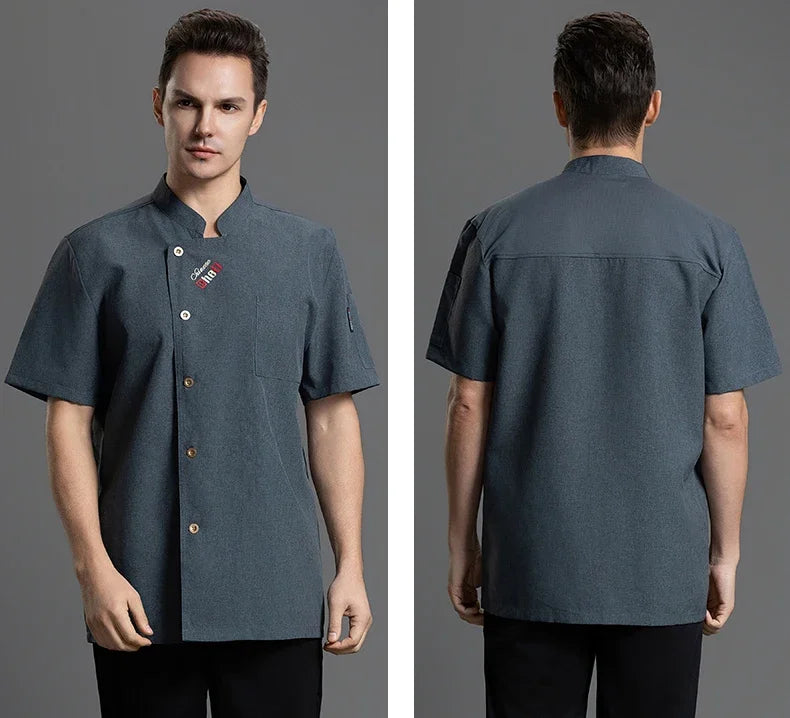 Catering Costume for Men and Women Summer Restaurant Uniform Breathable Mesh Cook Jacket  Hotel Canteen Rear Kitchen Chef Shirt