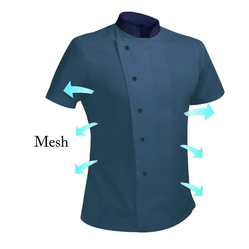 Western Restaurant Men's Solid Color Kitchen Jacket Summer Hotel Female Cook Uniform 360°Breathable Black and White Chef Outfit