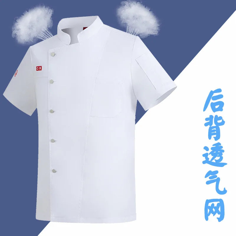New Style Chef Suit Short-sleeved Kitchen Chinese and Western Food High-end Hotel Canteen Chef Work Clothes