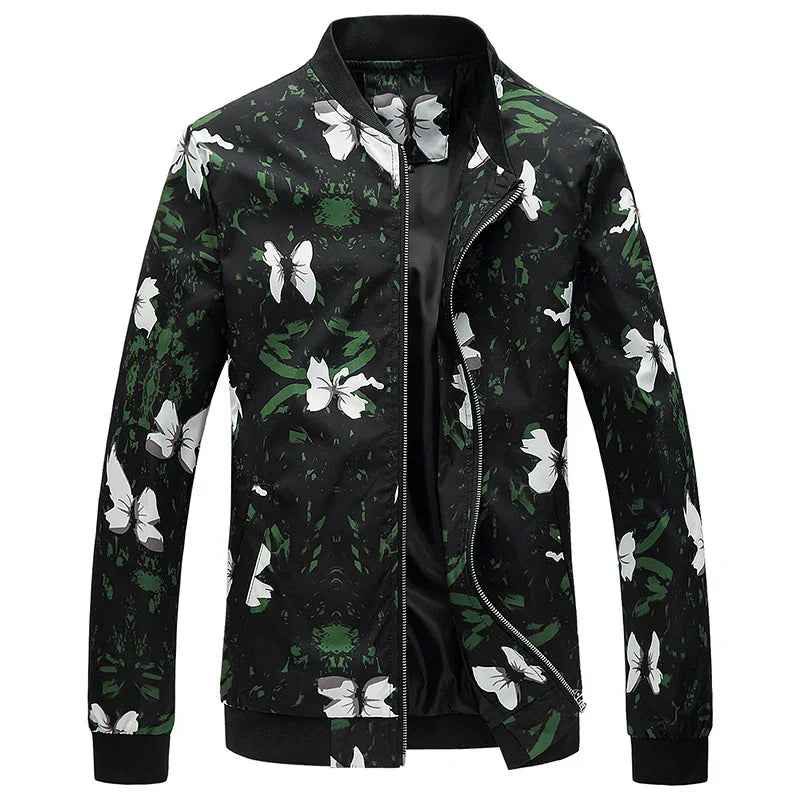 Spring and Autumn Men's Flower Jacket, Large Size Urban Casual Jacket, Multicolor Available