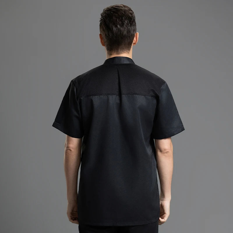 Catering Costume for Men and Women Summer Restaurant Uniform Breathable Mesh Cook Jacket  Hotel Canteen Rear Kitchen Chef Shirt