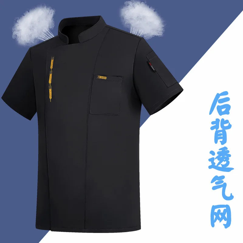 Celebrities Same Style Chef Work Clothes Short-sleeved Men's and Women's Catering Kitchen Hotel Restaurant
