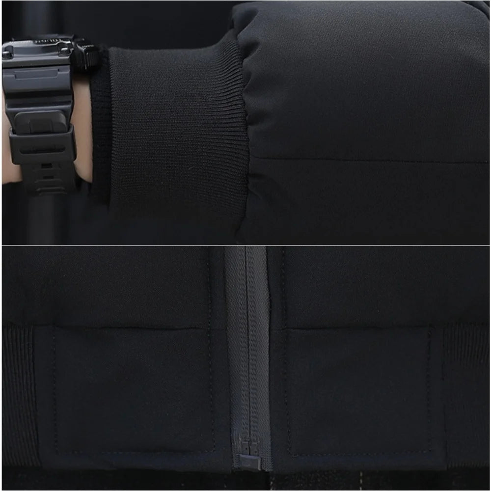 GOLDEN CAMEL Embroidered Men's Cotton Winter Coat Autumn Thick Warm Short Stand Collar Jacket, Suitable for Outdoor Hiking