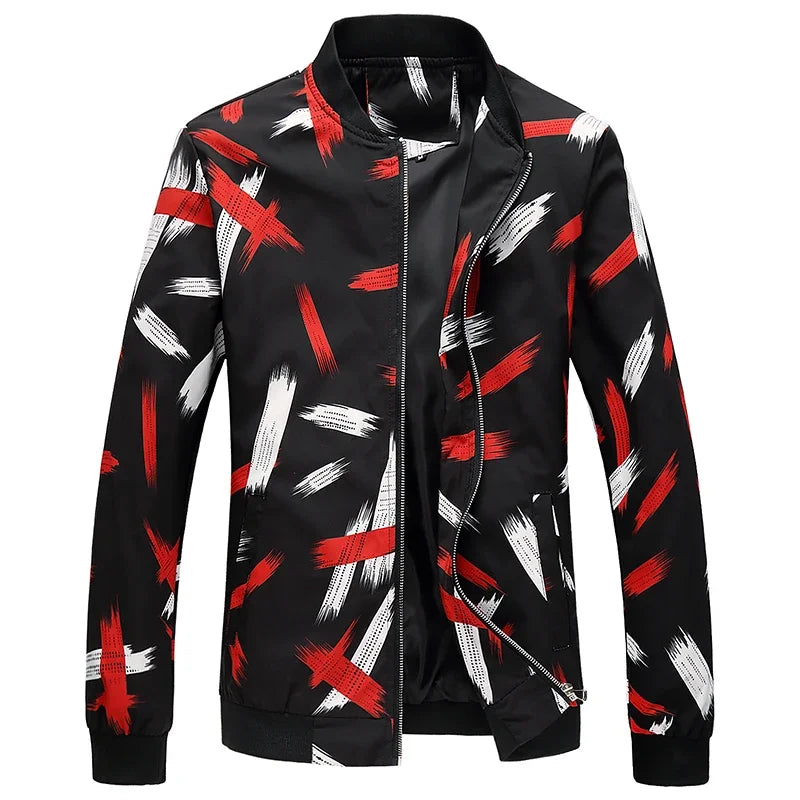 Spring and Autumn Men's Flower Jacket, Large Size Urban Casual Jacket, Multicolor Available