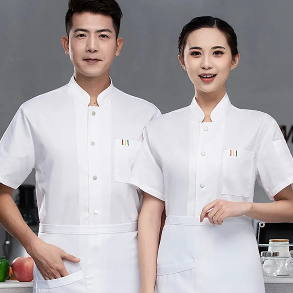 Chef Suits Short-sleeved Summer Thin Breathable Hotel Catering Kitchen Work Clothes Men Baking Women's Clothes