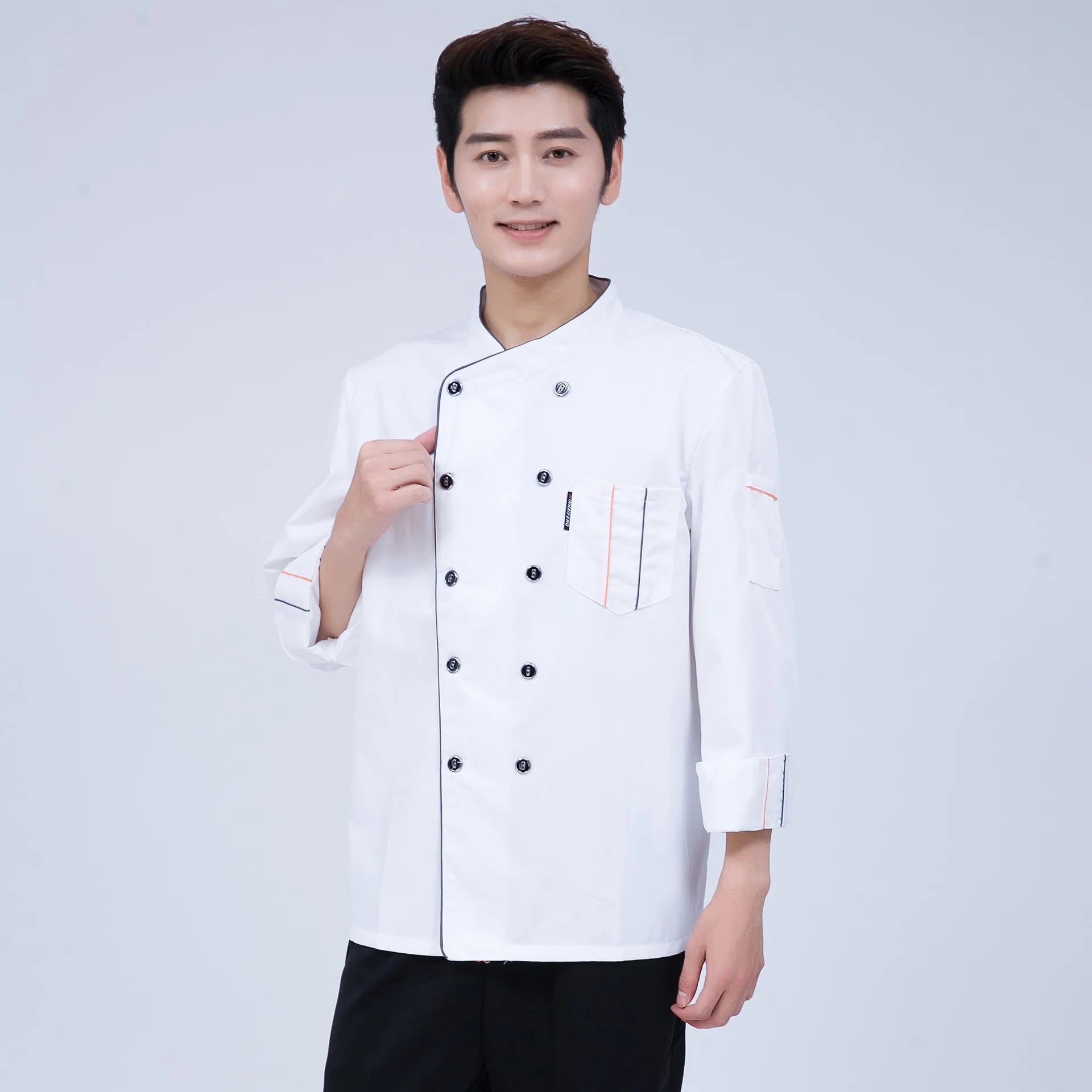 Chef Clothes Long-sleeved Men's Autumn and Winter Clothes Hotel Catering School Kindergarte Kitchen Short-sleeved Work Clothes