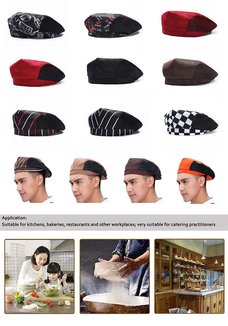 Catering Cooking Caps Cafe Bar Waiter Beret Hotel Workwear Kitchen Cook Baking Cap Men Women Forward Cap Chef Work Hats
