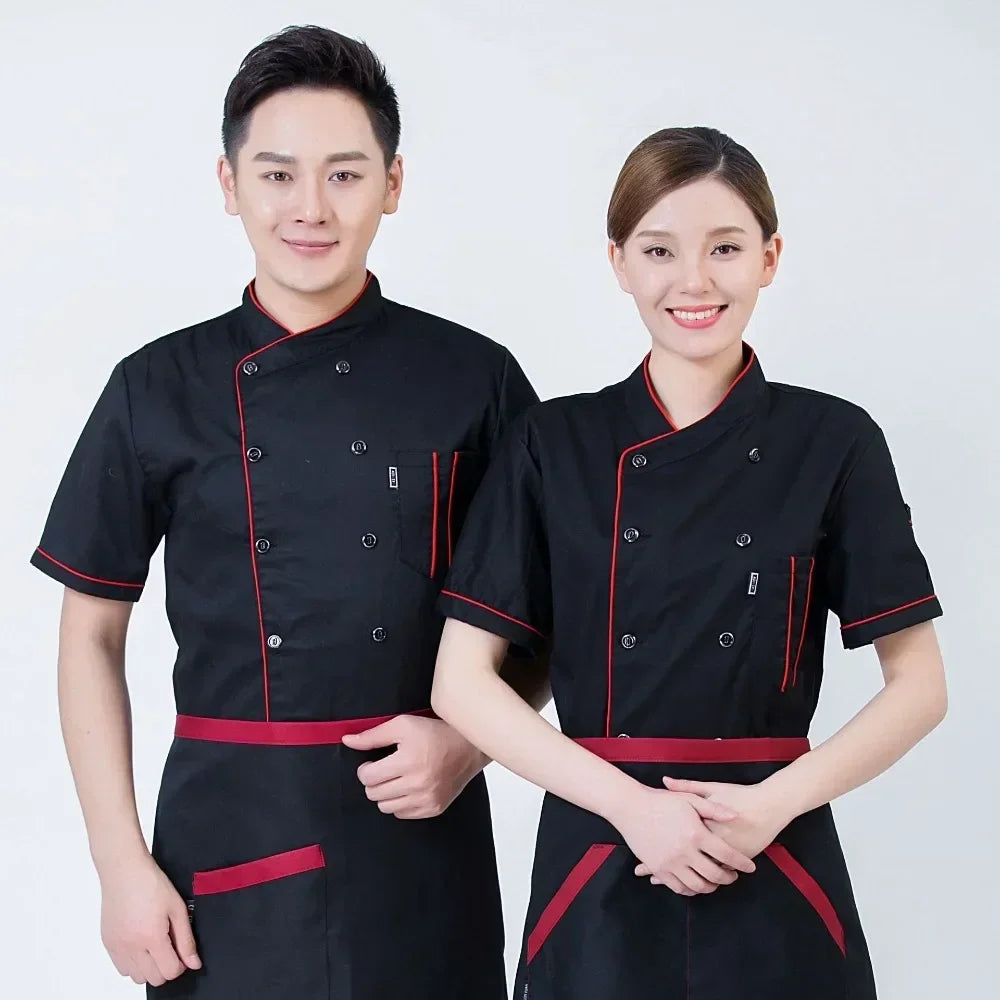 Chef Clothes Long-sleeved Men's Autumn and Winter Clothes Hotel Catering School Kindergarte Kitchen Short-sleeved Work Clothes