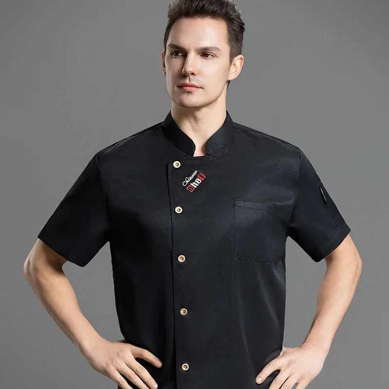 Catering Costume for Men and Women Summer Restaurant Uniform Breathable Mesh Cook Jacket  Hotel Canteen Rear Kitchen Chef Shirt