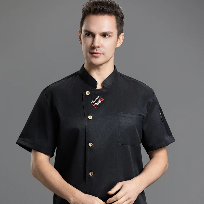 Catering Costume for Men and Women Summer Restaurant Uniform Breathable Mesh Cook Jacket  Hotel Canteen Rear Kitchen Chef Shirt